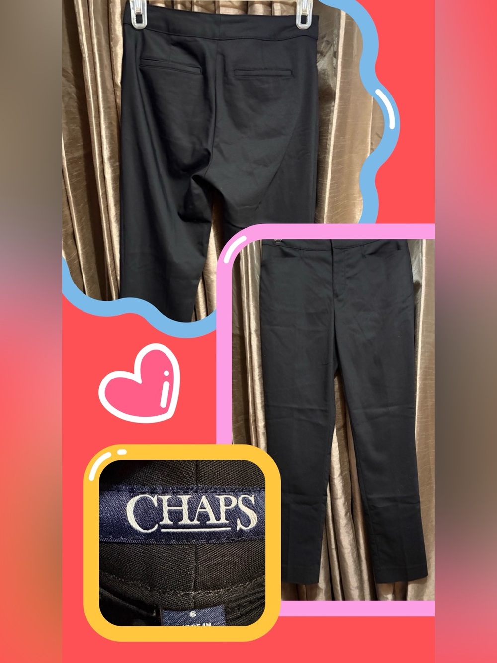 Chaps Black Slim Dress Pants #1976